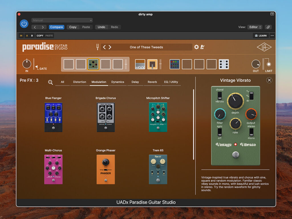 Universal Audio Paradise Guitar Studio mod credit press@1400x1050